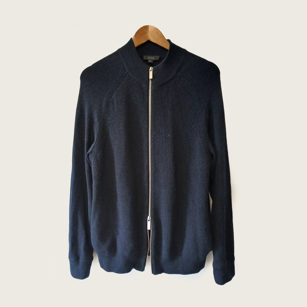COS - Navy full zip wool sweater - Sz M - AS IS